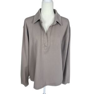 Le Marais Orleans Top Pima Cotton Tan Size XL Coastal Lounge Minimalist Chic